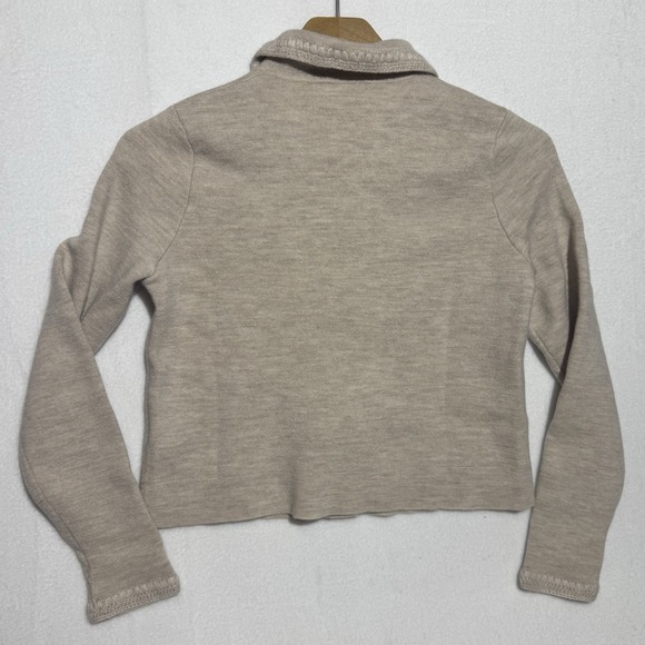 La‎ Maille Sezane Betty Cardigan Women's XXS Beige Crochet Trim 100% Merino Wool - Picture 4 of 7